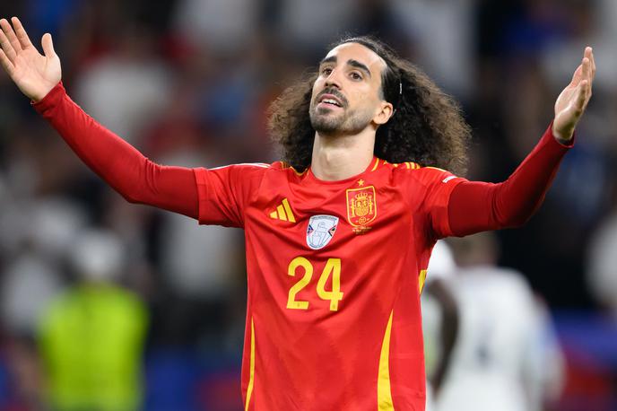 Španija Nemčija Marc Cucurella 2024 | Marc Cucurella je v četrtfinalni tekmi nepravilno z roko ustavil strel Jamala Musiale, a na njegovo srečo angleški sodnik Anthony Taylor ni pokazal na belo točko. | Foto Guliverimage