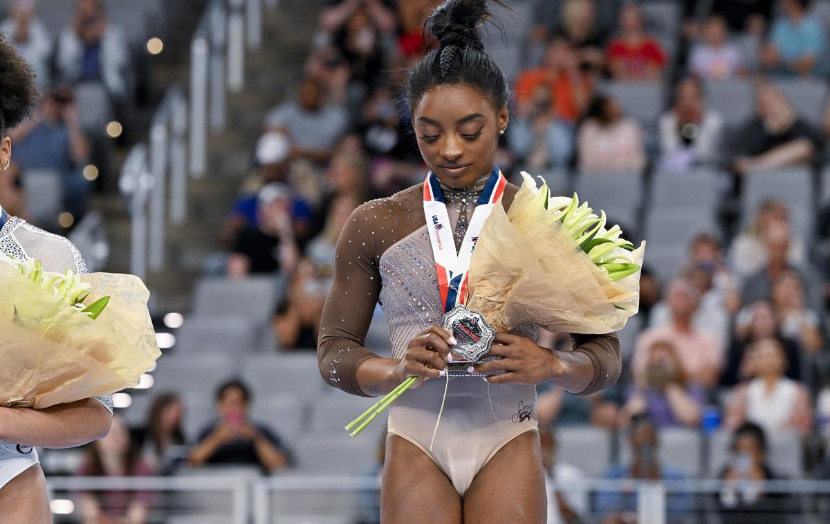 Simone Biles | Simone Biles je na ameriškem prvenstvu osvojila rekordni deveti naslov v mnogoboju. | Foto Reuters