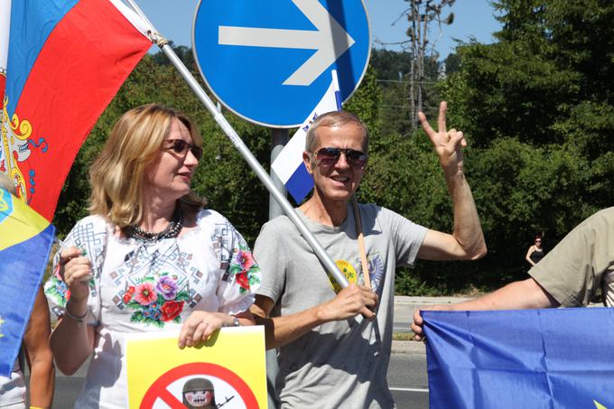 Protest Ukrajincev pred ruskim veleposlaništvom  v Ljubljani | Foto: STA ,