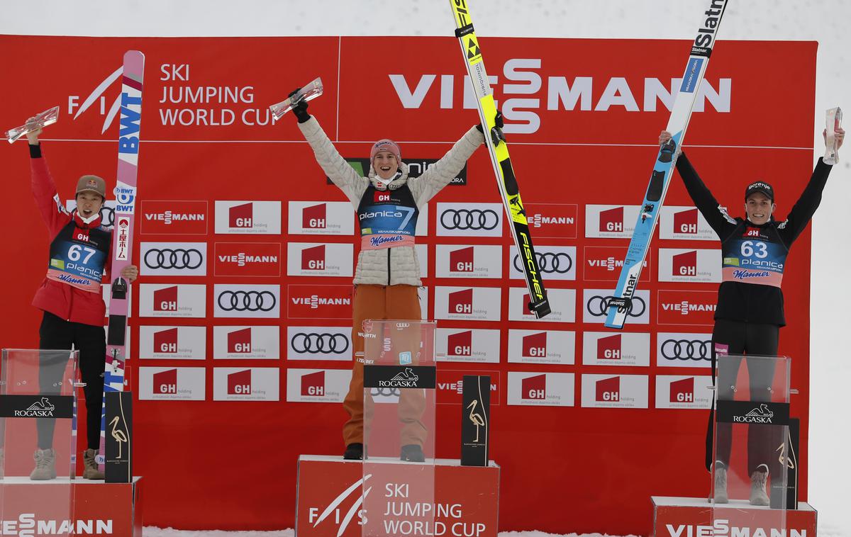 Bor Pavlovčič, Planica | Najboljši trije na drugi preizkušnji v Planici. | Foto Guliverimage