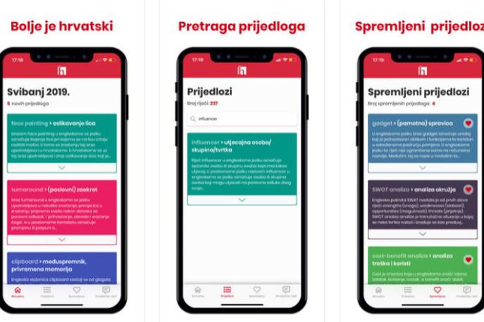 hrvaški jezik aplikacija hrvaščina hrvaška | Aplikacija uporabnikom omogoča enostavno iskanje predlogov hrvaških besed, s katerimi lahko nadomestijo tujke, so pojasnili na inštitutu, ki ima podoben iskalnik tudi na svoji spletni strani. | Foto Inštitut za hrvaški jezik in jezikoslovje
