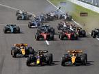 Suzuka Štart Max Verstappen Oscar Piastri Lando Norris