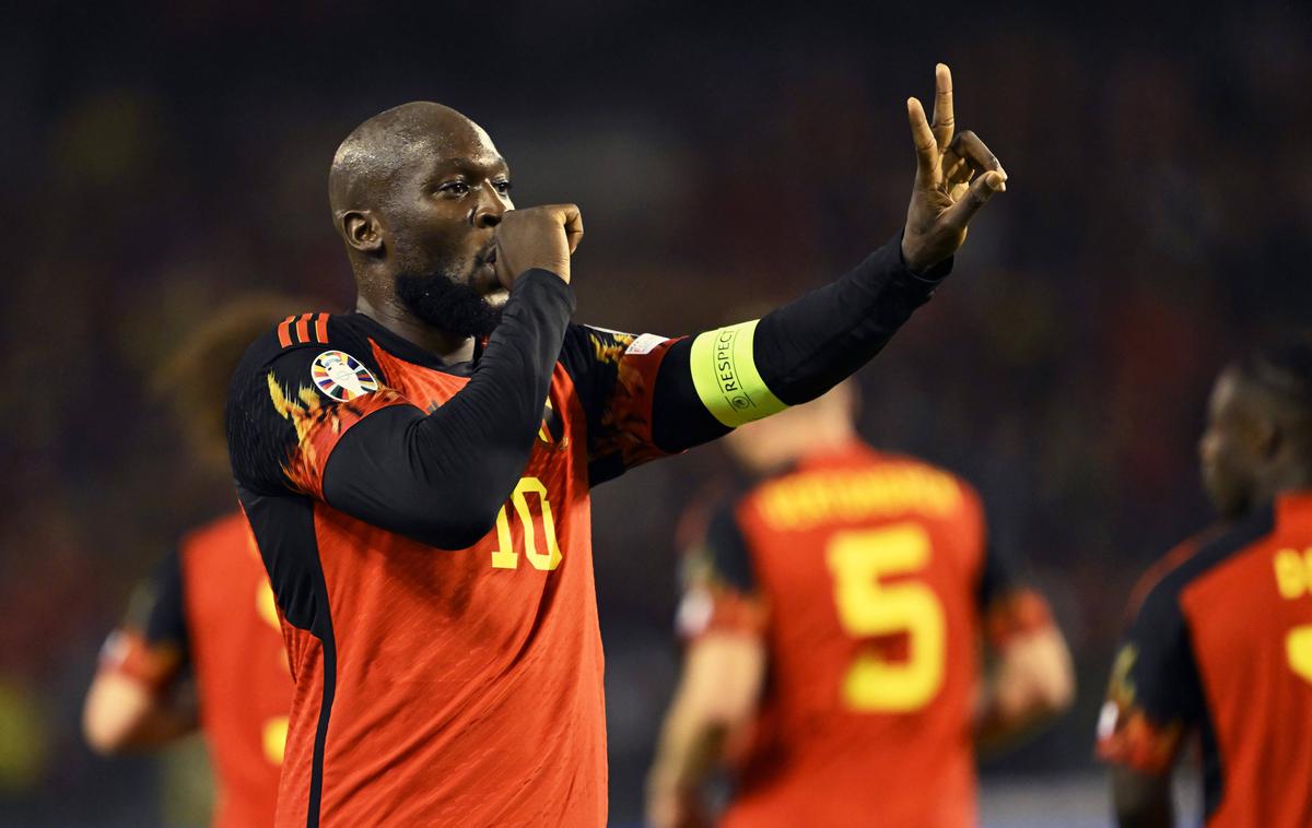 Romelu Lukaku | Belgijec Romelu Lukaku je v prvem polčasu mrežo Azerbajdžana zatresel kar štirikrat in na lestvici najboljših strelcev ušel Cristianu Ronaldu. Odigral je le prvih 45 minut, nato ga je zamenjal Šeškov soigralec pri Leipzigu Loic Openda. | Foto Guliverimage