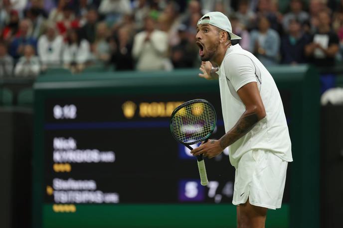 Nick Kyrgios | Nick Kyrgios je v soboto v Wimbledonu izločil četrtega nosilca Stefana Cicipasa, ki ga je mentalno povsem zlomil. | Foto Guliverimage