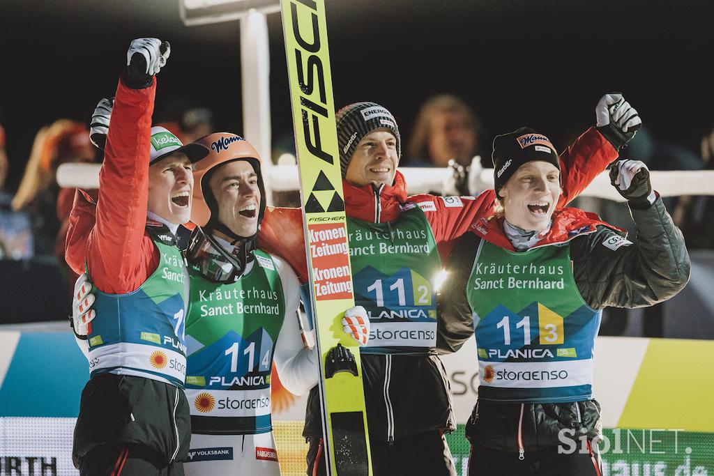 Anže Lanišek, Timi Zajc, Žiga Jelar, Lovro Kos, prvaki, Planica 2023