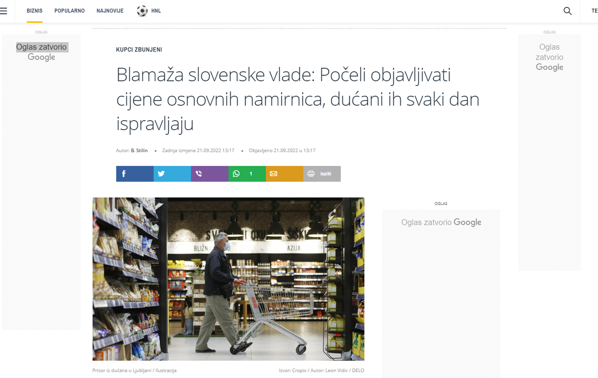 Tportal o blamaži slovenske vlade | Novica o "blamaži slovenske vlade", ki jo je objavil hrvaški Tportal. | Foto Posnetek zaslona / Tportal