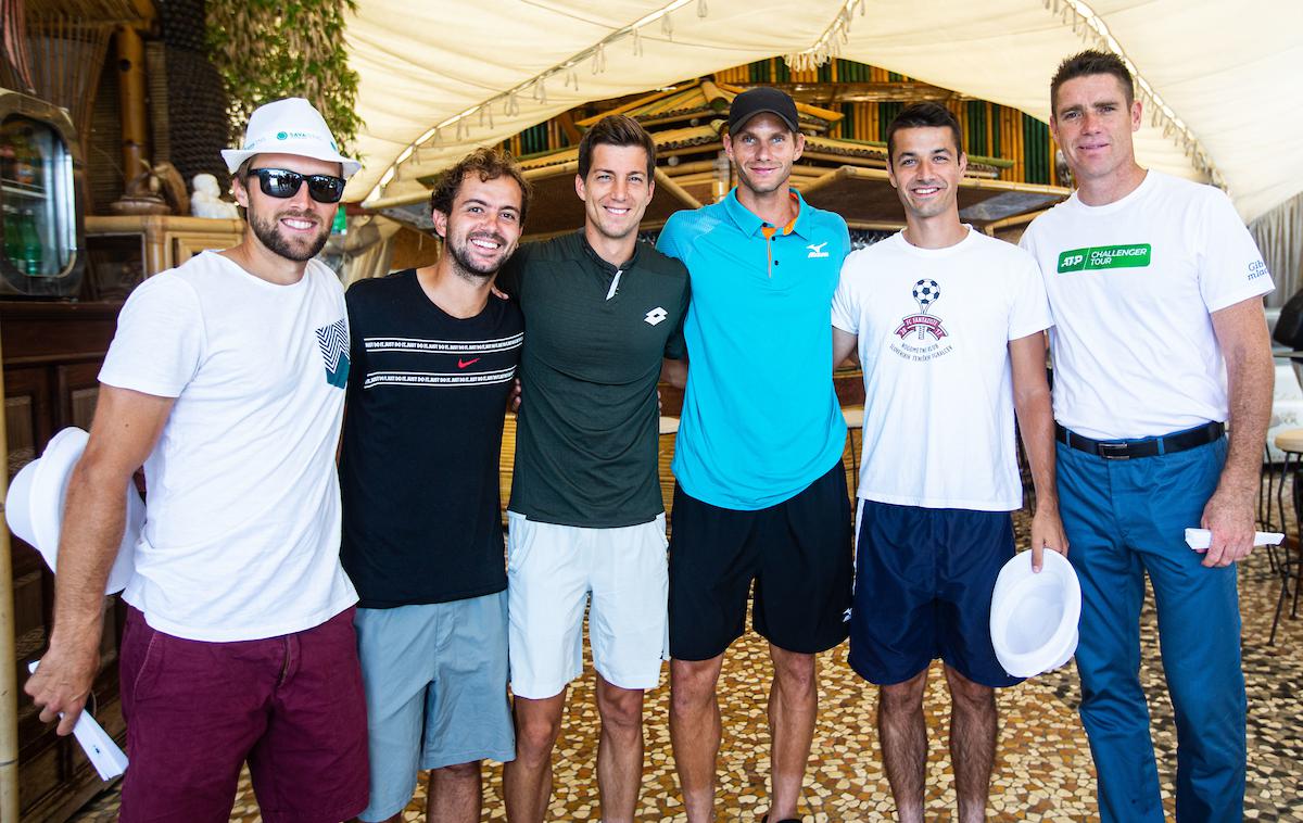 Portorož ATP Challenger | Od leve proti desni: Tom Kočevar Dešman, Nik Razboršek, Aljaž Bedene, Blaž Rola, Mike Urbanija in Gregor Krušič. | Foto Grega Valančič/Sportida