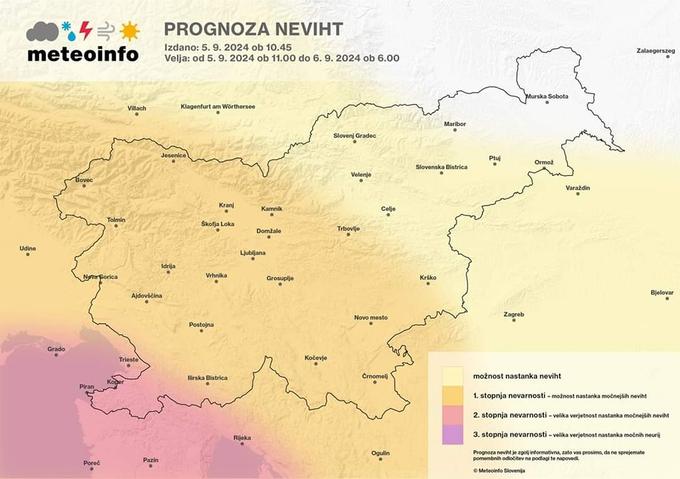 V bližini morja bo največja verjetnost močnejših neviht.  | Foto: Meteoinfo