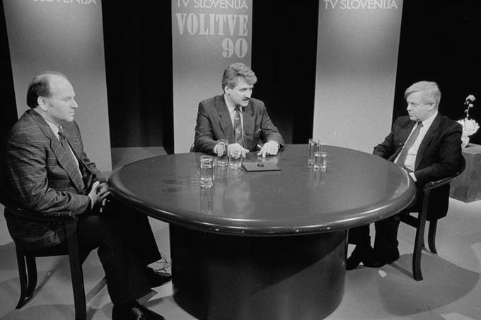 Na volitvah za predsednika predsedstva Slovenije aprila 1990 je Pučnika v drugem krogu premagal Milan Kučan. | Foto: Tone Stojko