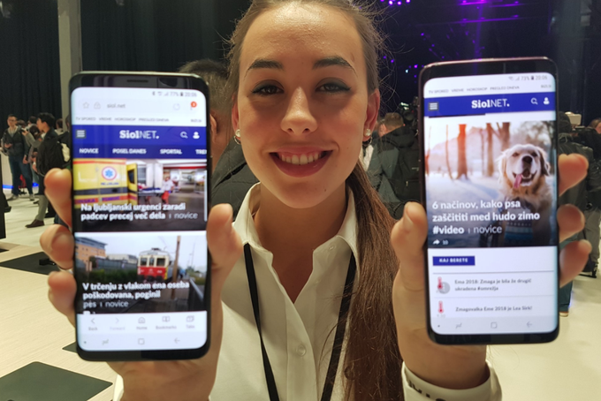 Siol.net na pametnih telefonih Samsung Galaxy S9 in Galaxy S9+ v Barceloni.  | Foto: Srdjan Cvjetović