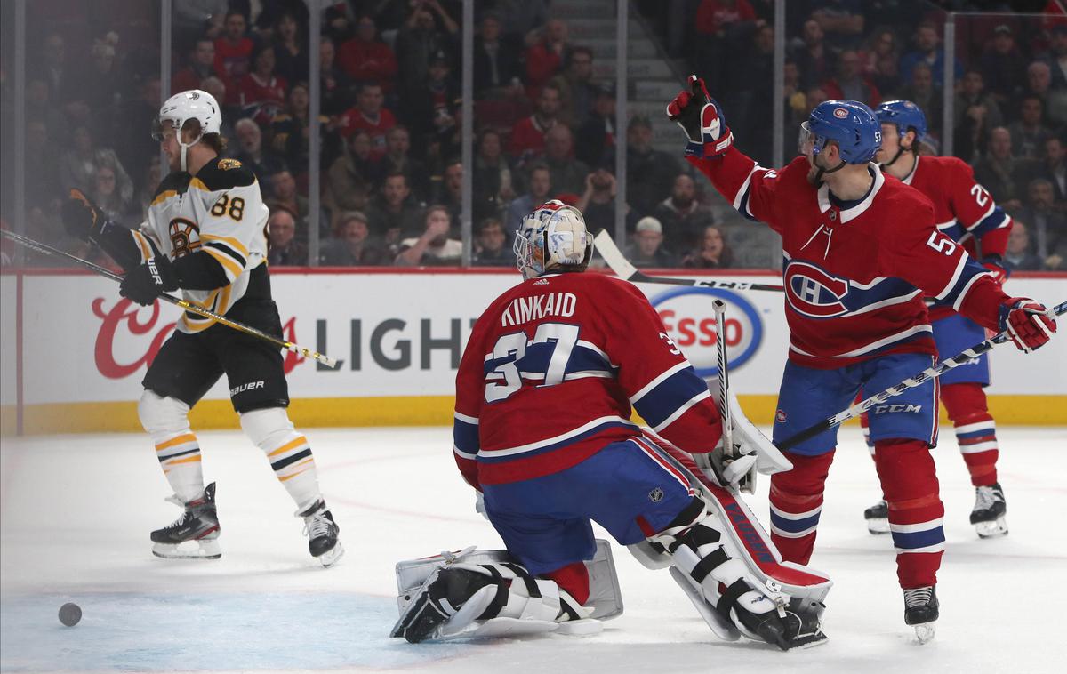 David Pastrnak Montreal Boston | David Pastrnak je mrežo Montreala zatresel kar trikrat. | Foto Reuters