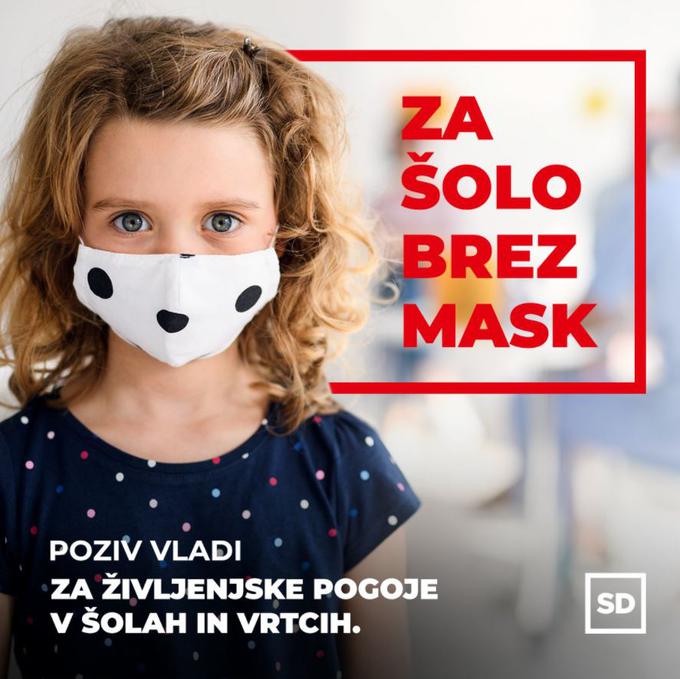 SD. Brez mask v šolah. | Foto: Twitter/SD