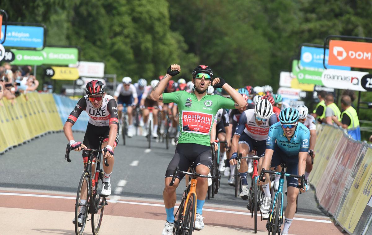 Sonny Colbrelli | Sonny Colbrelli je dobil tretjo etapo kriterija Dauphine in se v skupnem seštevku vodilnemu Avstrijcu približal na pičli dve sekundi. | Foto Guliverimage