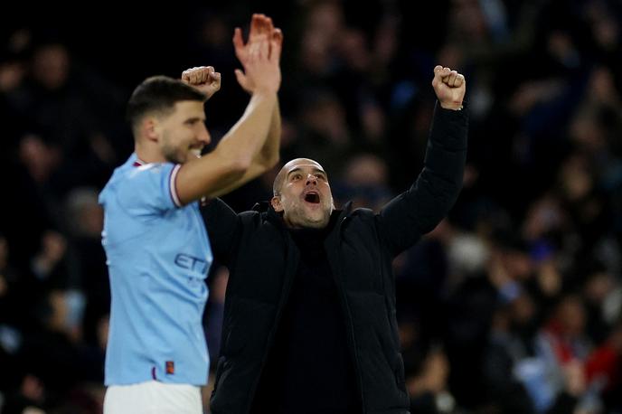 Guardiola City Tottenham | Veselje Josepa Guardiole po veliki zmagi nad Tottenhamom, s katero se je City približal Arsenalu na -5. | Foto Reuters