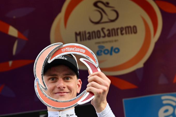 Slovenski kolesar Matej Mohorič (Bahrain) je zmagal na 113. izvedbi dirke Milano-Sanremo. Zmago si je privozil z vrtoglavim spustom pet kilometrov pred ciljem, nato pa v ravninskem delu obdržal minimalno prednost pred zasledovalci. | Foto: Guliverimage/Vladimir Fedorenko