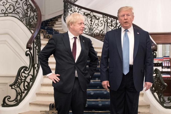 Britanski premier Boris Johnson in ameriški predsednik Donald Trump na srečanju G7 v francoskem obmorskem letovišču Biarritz | Foto: Reuters