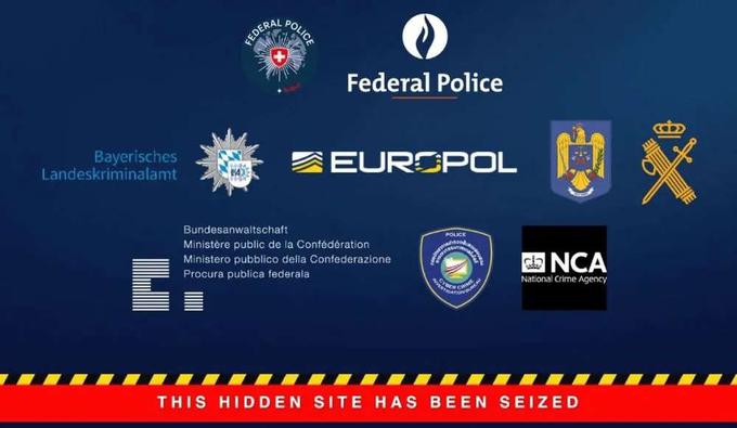 Sporočilo o zasegu na eni od spletnih strani, ki jih je uporabljala združba 8Base. | Foto: Europol