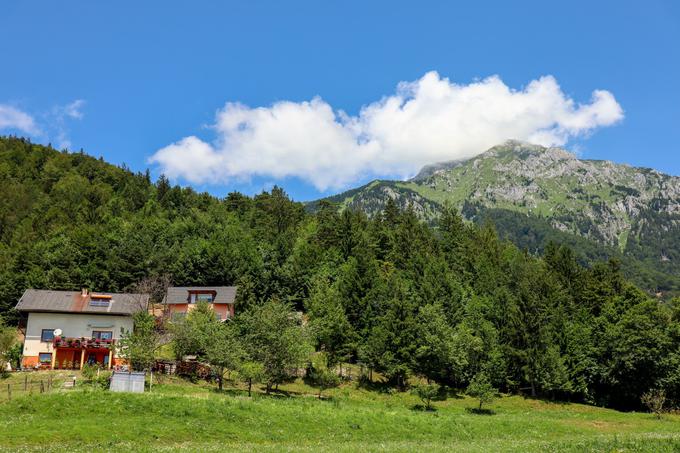 Pogled proti vrhu Storžiča s parkirišča pod zadnjimi hišami v vasi Bašelj | Foto: Matej Podgoršek