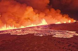 Islandski vulkan spet izbruhnil, lava teče po mestnih ulicah #video