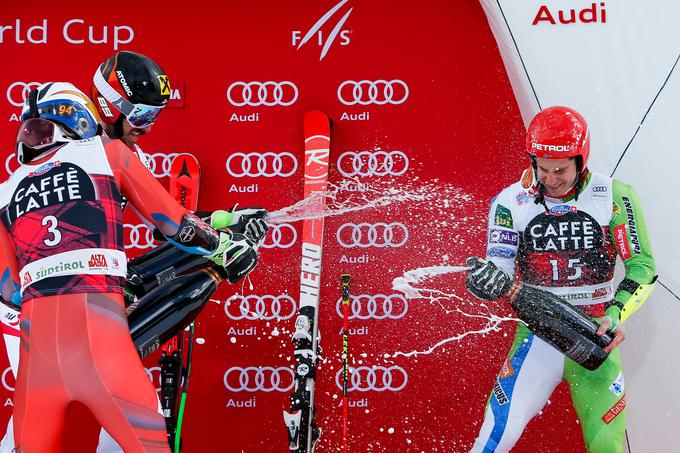 Kristoffersen in Hirscher sta si na odru pošteno privoščila Kranjca. | Foto: Getty Images