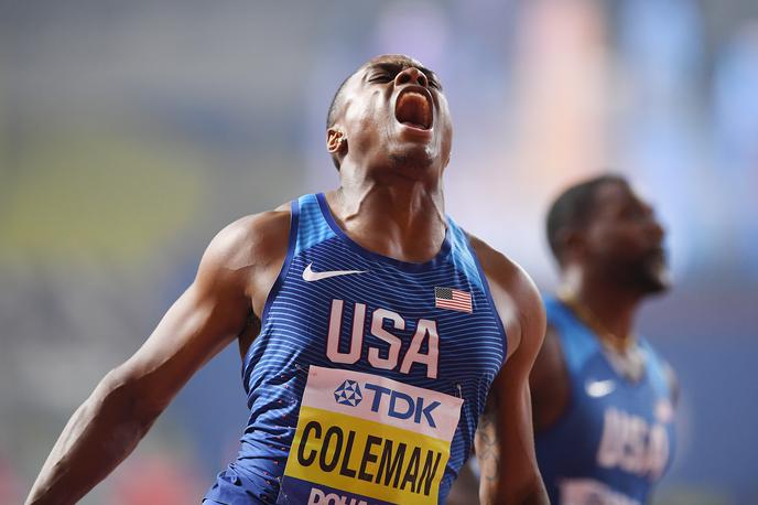 Christian Coleman | Veliko veselje Američana Christiana Colemana po prihodu v cilj šprinta na 100 metrov, ob katerem je na semaforju pisalo 9,76. | Foto Getty Images