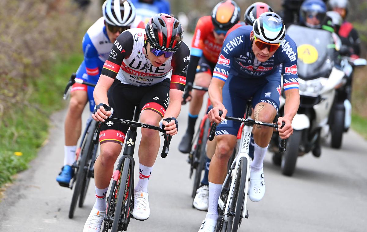 Tadej Pogačar & Mathieu van der Poel | Tadeja Pogačarja že jutri čaka ponoven spopad z Mathieuom van der Poelom, zmagovalcem letošnje dirke Milano-Sanremo. | Foto Guliverimage