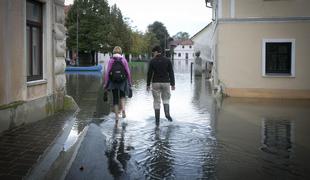 Poplavljene ulice v Kostanjevici na Krki