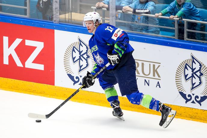 Slovenija Kazahstan svetovno prvenstvo v hokeju 2019 Jan Drozg | Jan Drozg je odigral tretjo tekmo lige AHL v tej sezoni (skupno šesto) in dosegel premierni zadetek v tem tekmovanju. | Foto Matic Klanšek Velej/Sportida