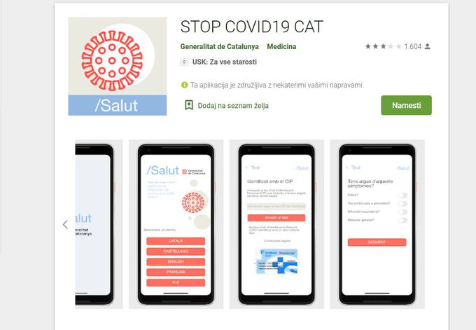 Katalonija in Madrid imata vsak svojo aplikacijo, zato sta iz Španije dve, a je katalonska aplikacija precej bolj kritična kot madridska. | Foto: S. C. (zajem zaslona)