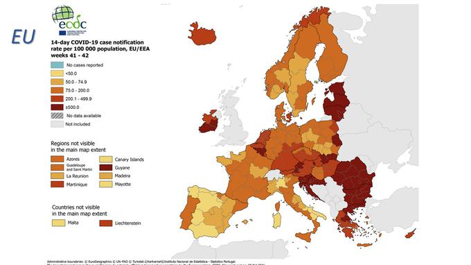 "Tako kot v Sloveniji se tudi v sosednih državah razmere slabšajo. Izjema je le Italija," je pojasnil Krek.  | Foto: ecdc.europa.eu