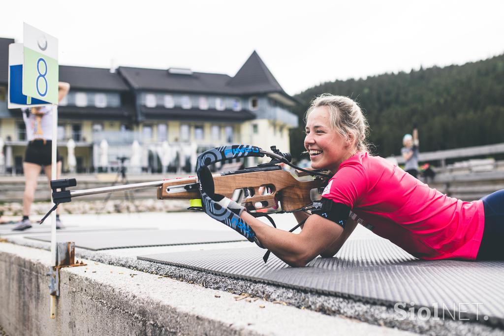 trening biatlon streljanja Anamarija Lampič