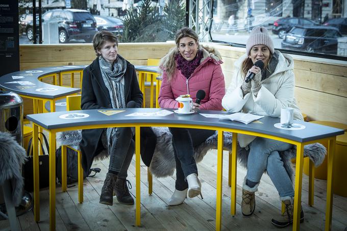 Petra Polanič iz društva Legebitra, Lia Bordon in moderatorka Nina Gaspari | Foto: Ana Kovač