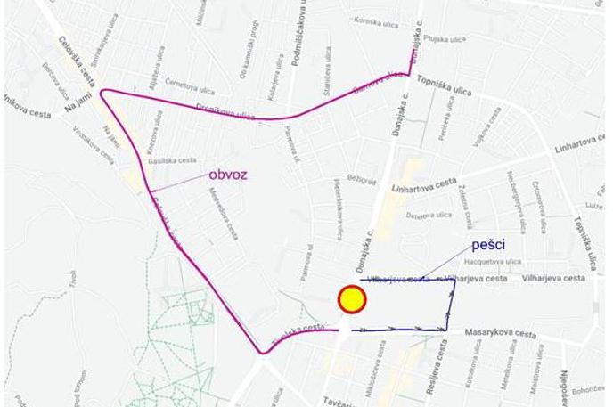 Dunajska cesta, zapora | Vse udeležence v prometu prosijo za razumevanje in upoštevanje prometne signalizacije. | Foto MOL