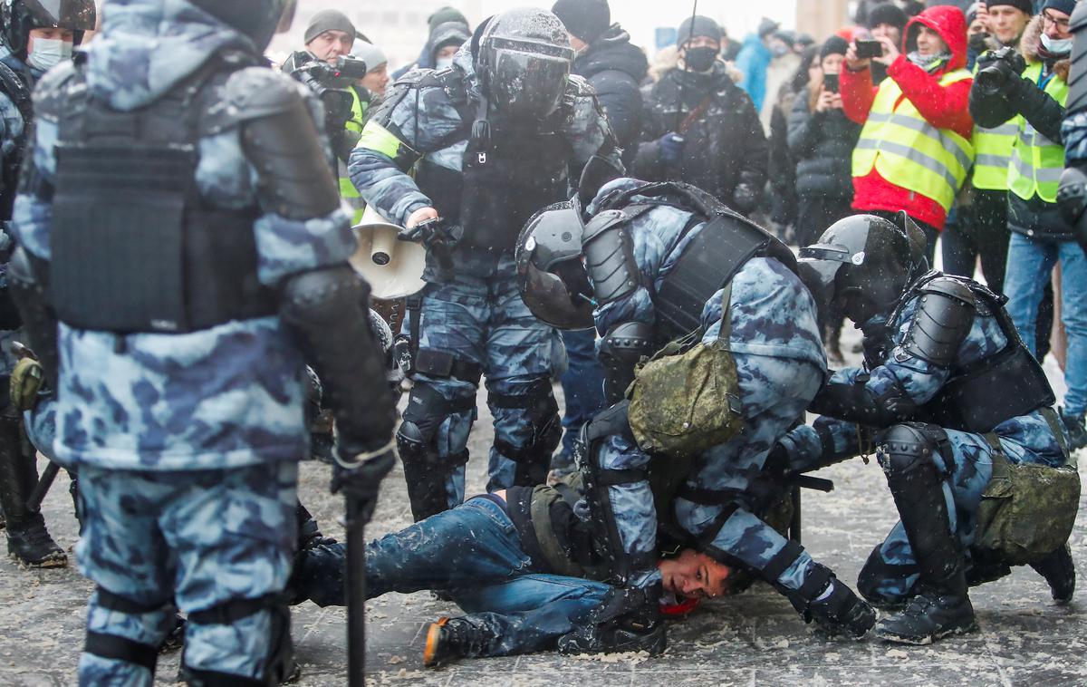 Protesti v Rusiji | Na protestih v podporo Alekseju Navalnemu so v Rusiji pridržali več kot štiri tisoč demonstrantov. | Foto Reuters