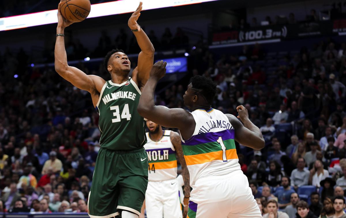 Giannis Zion Williamson | Giannis Antetokounmpo se je izkazal tudi proti New Orleans Pelicans. | Foto Reuters