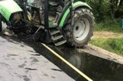 Na cesto izteklo 130 litrov goriva in 100 litrov olja