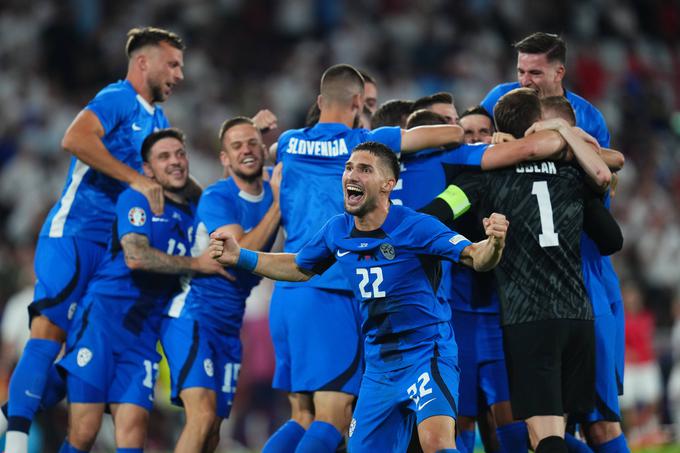 Izraz na licu, ki pove več kot tisoč besed. Tako so slovenski nogometaši proslavljali junaški remi proti Angliji. | Foto: Guliverimage