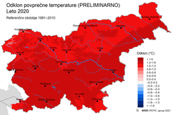 Leto 2020 eno najtoplejših od leta 1961