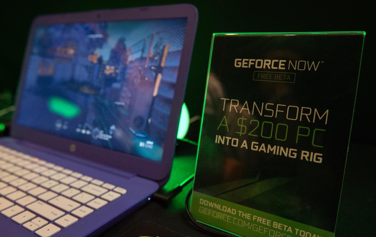 GeForce NOW | Predstavitev GeForce NOW leta 2018, ko je bila platforma še v fazi preizkušanja in na voljo le omejenemu krogu uporabnikov: "Spremenite računalnik za 200 dolarjev v stroj za poganjanje iger".  | Foto Guliver Image