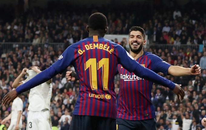 Luis Suarez je zabil dva gola in izsilil enajstmetrovko. Ousmane Dembele je prispeval podajo in zakuhal avtogol nasprotnika. | Foto: Reuters