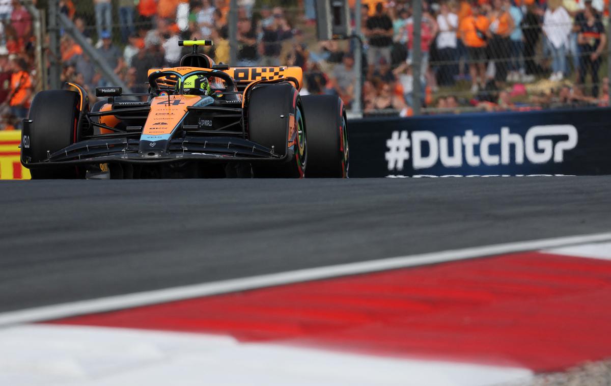 Zandvoort Lando Norris McLaren | Lando Norris je odpeljal najhitrejši čas petkovih treningov. | Foto Reuters