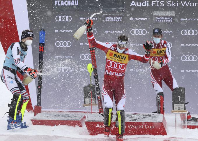 Veselje na avstrijsko-francosko obarvanem zmagovalnem odru.  | Foto: Guliverimage/Getty Images