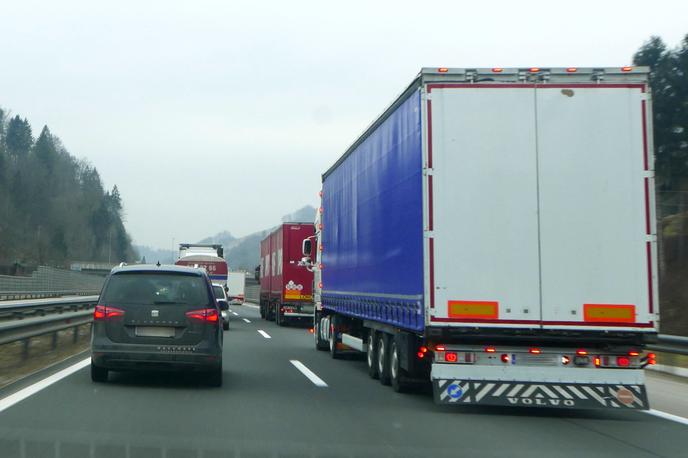 Trojane tovornjaki | Poleg kazni so vozniku tudi prepovedali uporabo tujega vozniškega dovoljenja na območju Republike Slovenije za dobo enega leta. Fotografija je simbolična. | Foto Gregor Pavšič