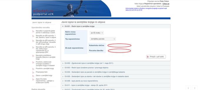 brskanje po zemljiški knjigi | Foto: portal e-sodstvo