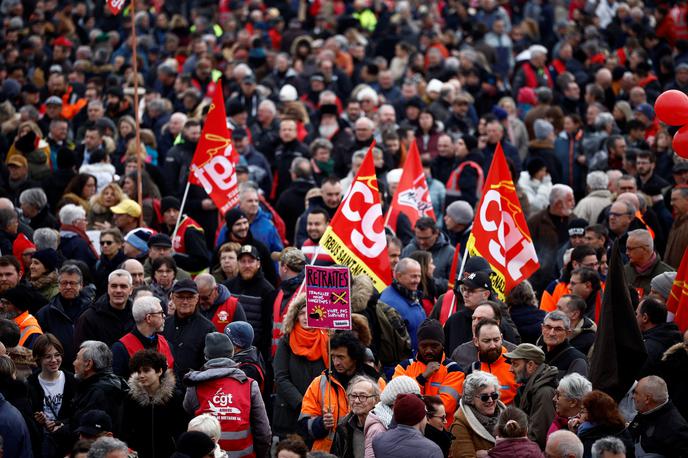 Francija protest | "Na eni strani je Macronova volja, na drugi pa volja ljudstva," je na protestu v Marseillu dejal nekdanji predsedniški kandidat Jean-Luc Melenchon. | Foto Reuters