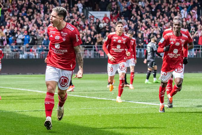 Brest (Stade Brestois 29) je v nedeljo na festivalu zadetkov, vodil je že s 4:1, premagal Metz s 4:3. Med strelce se je vpisal tudi Martin Satriano. | Foto: Guliverimage