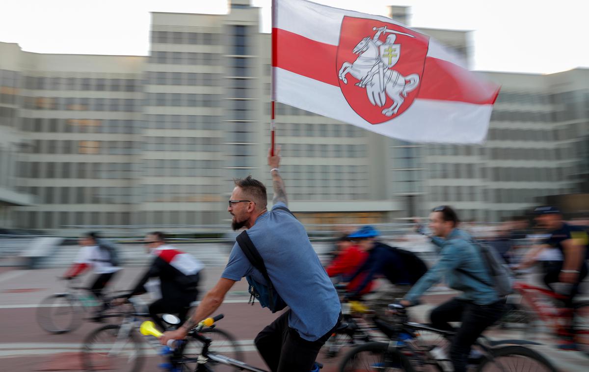 Belorusija protest | Ministri, med njimi vodja slovenske diplomacije Anže Logar, se bodo dotaknili še vrste tem, na primer odnosov z Rusijo in Turčijo v luči vrha unije ta konec tedna, ki bo to obravnaval, ter dialoga Srbije in Kosova pod okriljem Evropske unije. | Foto Reuters