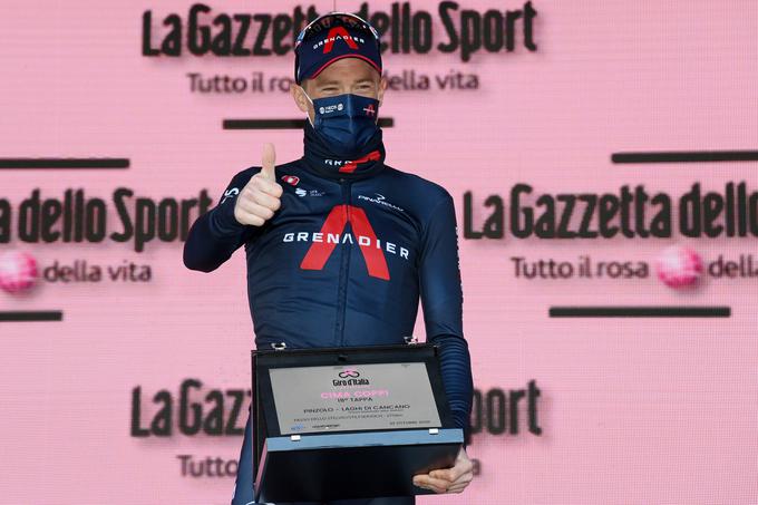 Avstralec Rohan Dennis je prejemnik pokala Cima Coppi, ki pripade kolesarju, ki prvi doseže najvišjo točko Gira, v tem primeru vrh legendarnega kolesarskega paradiža, prelaza Stelvio na nadmorski višini 2.757 metrov. | Foto: LaPresse