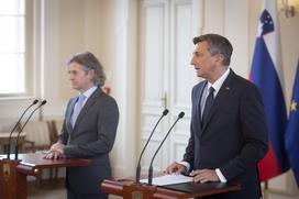 Posvet z vodji poslanskih skupin: Borut Pahor, Robert Golob.