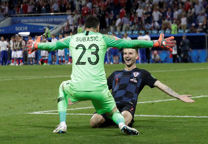 Ivan Rakitić je še drugič na tem prvenstvu določil loterijo, vratar Danijel Suabpić pa je zaustavil prvi strel Rusov, ki ga je izvajal Fedor Smolov. | Foto: Reuters